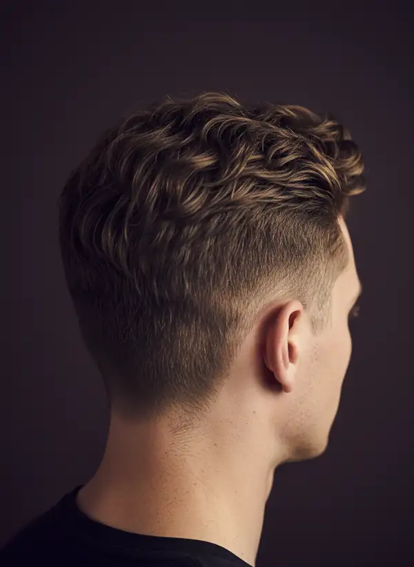 A short textured crop, photographed in profile